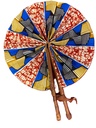Fächer beige-blau-schwarz-rot
