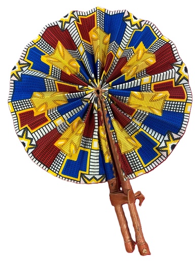 [P0007437] Fächer gold-blau-dunkelrot